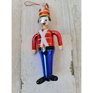 Italy blown glass red Soldier ornament Xmas glitter